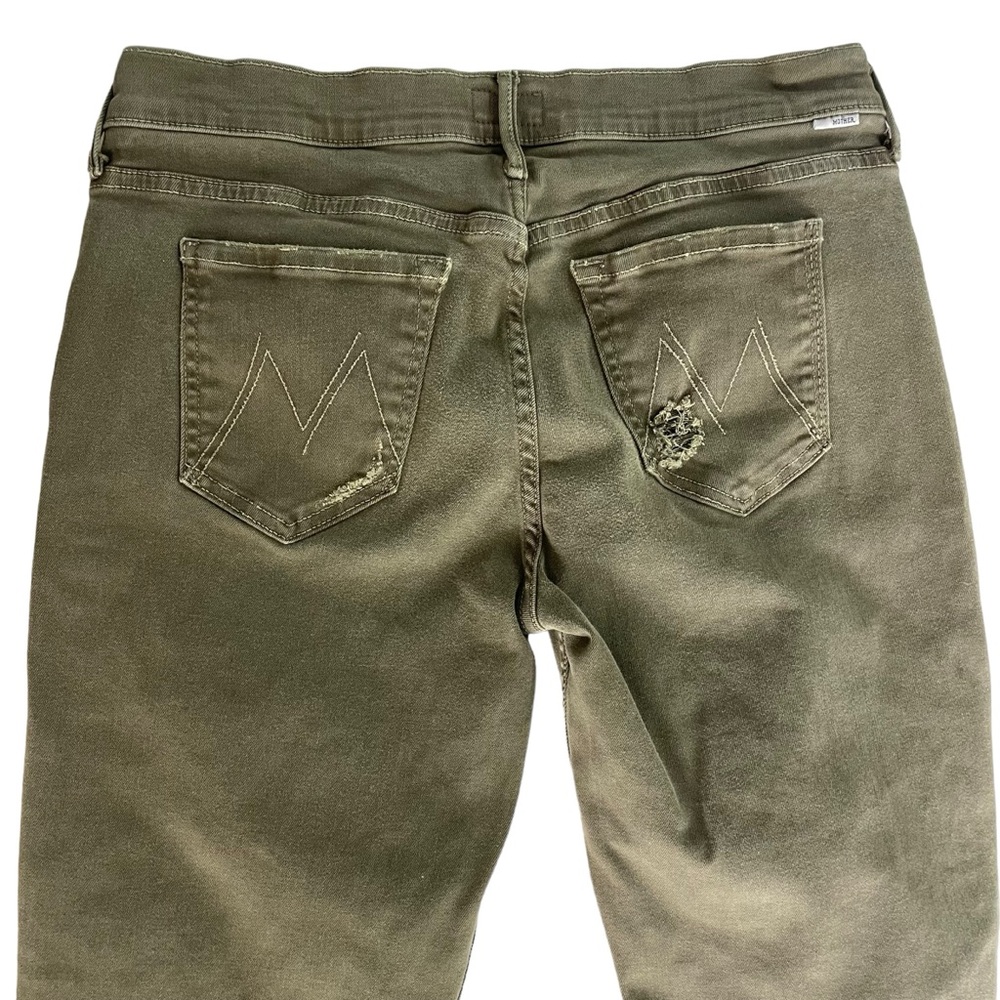 Mother The Drop Out Jeans Moss Green Stretch Crop Distressed Style Sz 28 - Picture 8 of 15